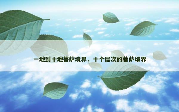 一地到十地菩萨境界，十个层次的菩萨境界