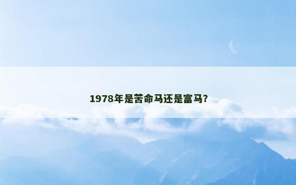 1978年是苦命马还是富马？
