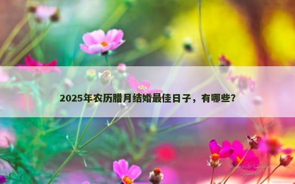 2025年农历腊月结婚最佳日子，有哪些？