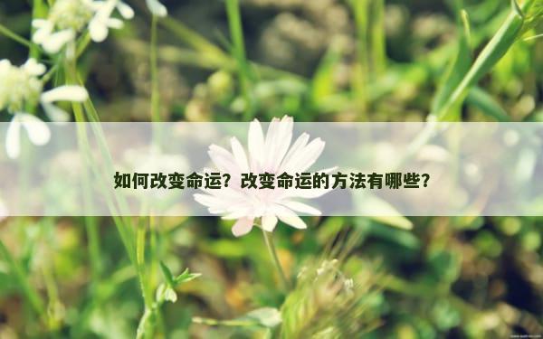 如何改变命运？改变命运的方法有哪些？