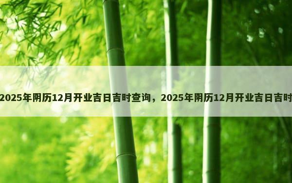 2025年阴历12月开业吉日吉时查询，2025年阴历12月开业吉日吉时