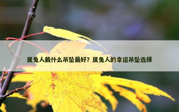 属兔人戴什么吊坠最好？属兔人的幸运吊坠选择