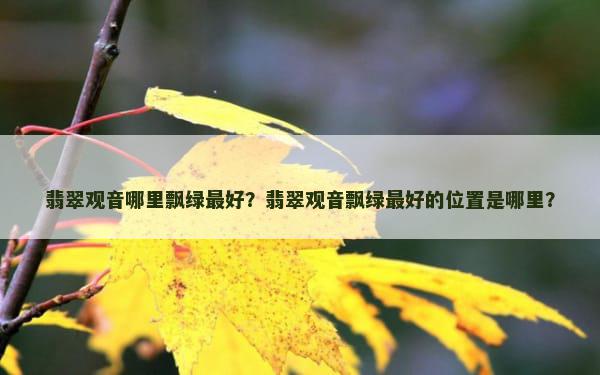 翡翠观音哪里飘绿最好？翡翠观音飘绿最好的位置是哪里？