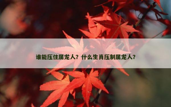谁能压住属龙人？什么生肖压制属龙人？