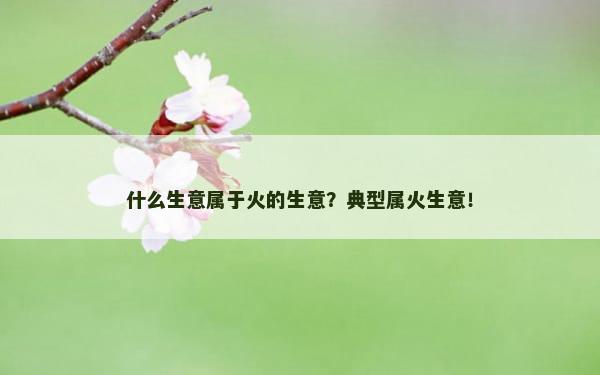 什么生意属于火的生意？典型属火生意！