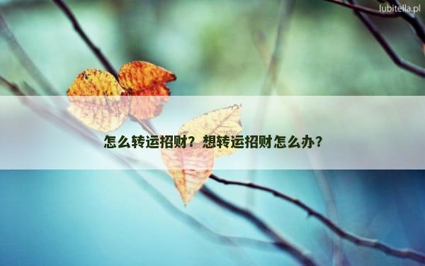 怎么转运招财？想转运招财怎么办？