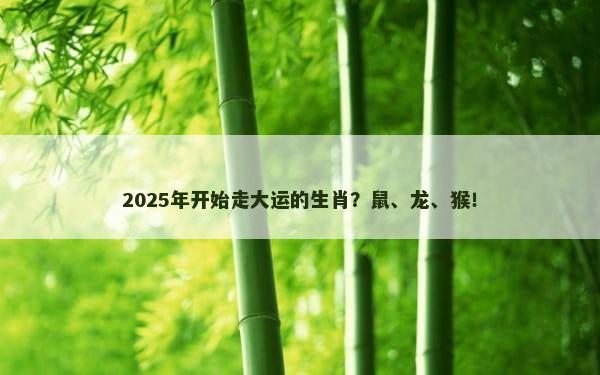 2025年开始走大运的生肖？鼠、龙、猴！