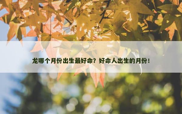 龙哪个月份出生最好命？好命人出生的月份！