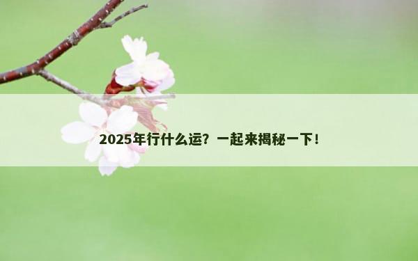 2025年行什么运？一起来揭秘一下！