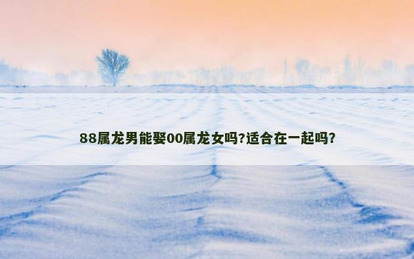 88属龙男能娶00属龙女吗?适合在一起吗？