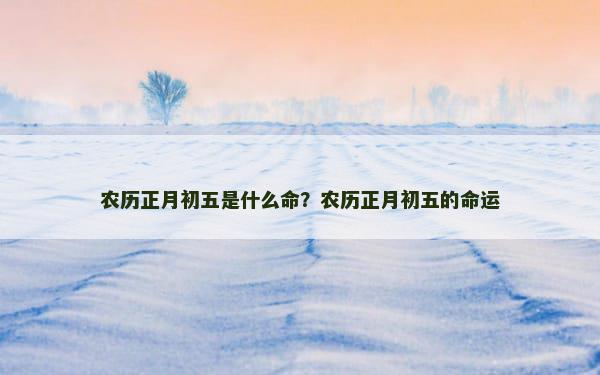 农历正月初五是什么命？农历正月初五的命运