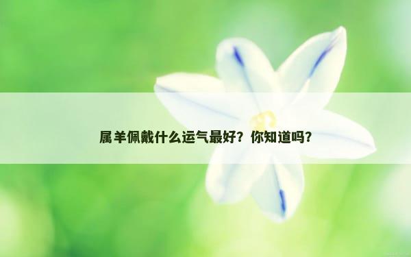 属羊佩戴什么运气最好？你知道吗？