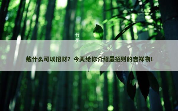 戴什么可以招财？今天给你介绍最招财的吉祥物！
