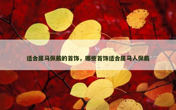 适合属马佩戴的首饰，哪些首饰适合属马人佩戴