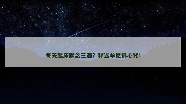 每天起床默念三遍？释迦牟尼佛心咒！