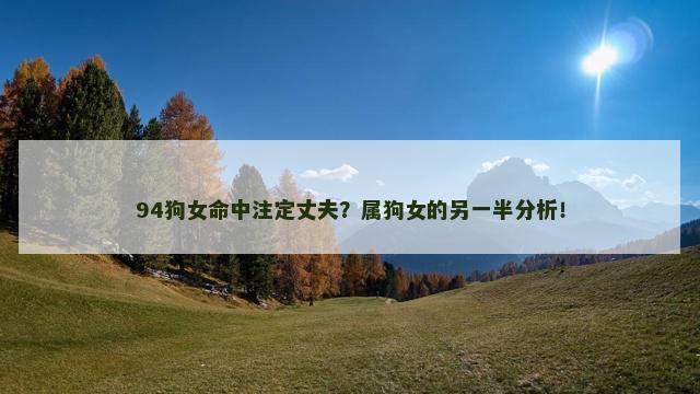 94狗女命中注定丈夫？属狗女的另一半分析！