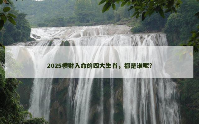 2025横财入命的四大生肖，都是谁呢？
