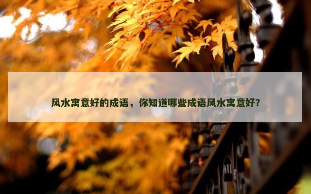 风水寓意好的成语，你知道哪些成语风水寓意好？