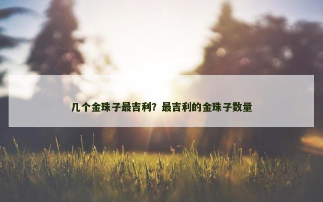 几个金珠子最吉利？最吉利的金珠子数量