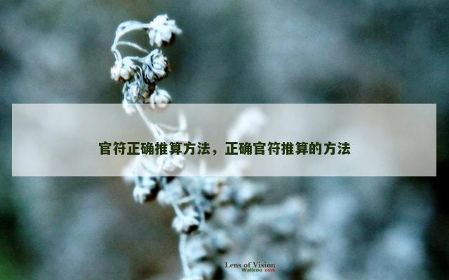 官符正确推算方法，正确官符推算的方法