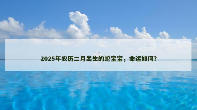 2025年农历二月出生的蛇宝宝，命运如何？