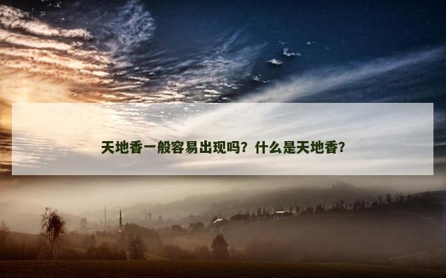 天地香一般容易出现吗？什么是天地香？