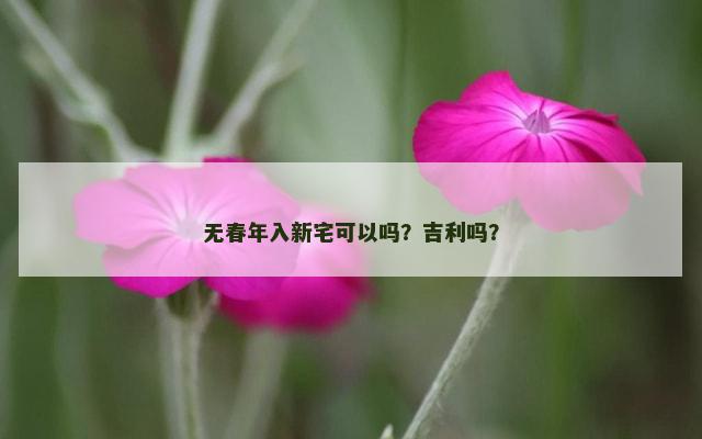 无春年入新宅可以吗？吉利吗？