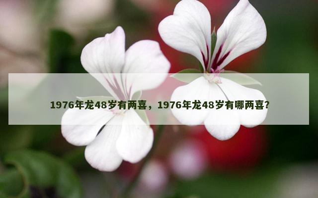 1976年龙48岁有两喜，1976年龙48岁有哪两喜？