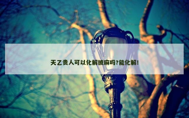 天乙贵人可以化解披麻吗?能化解！