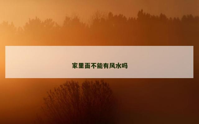 家里面不能有风水吗