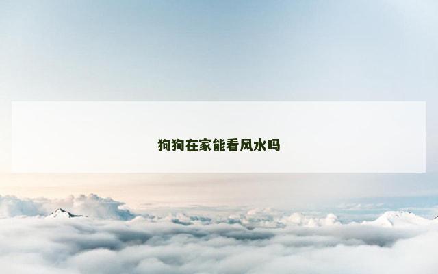 狗狗在家能看风水吗