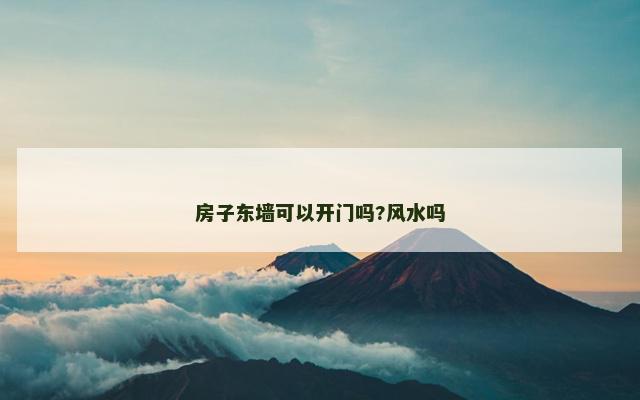 房子东墙可以开门吗?风水吗