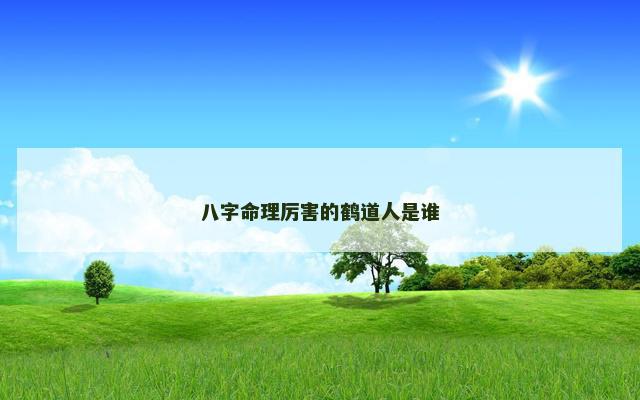 八字命理厉害的鹤道人是谁