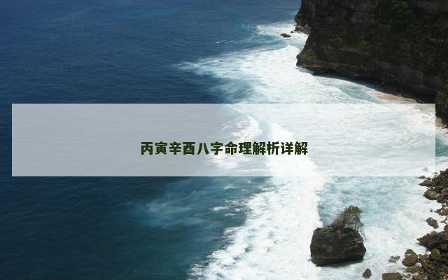 丙寅辛酉八字命理解析详解