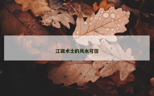 江湖术士的风水可信