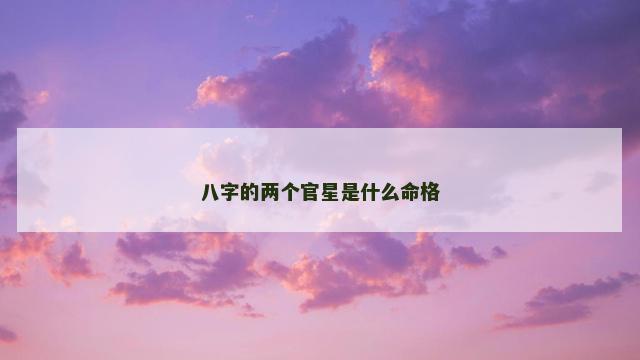 八字的两个官星是什么命格
