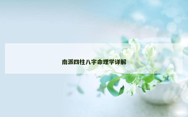 南派四柱八字命理学详解