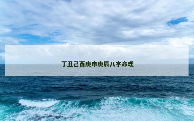 丁丑己酉庚申庚辰八字命理