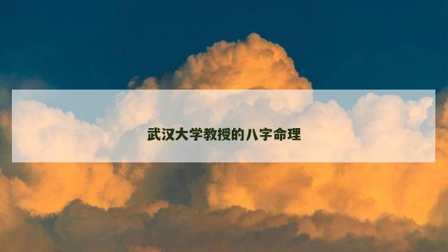 武汉大学教授的八字命理