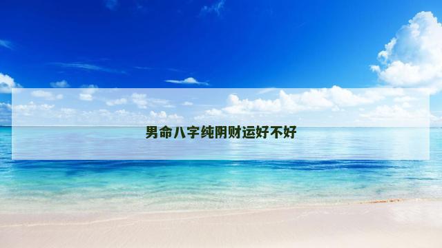男命八字纯阴财运好不好