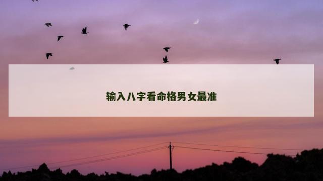 输入八字看命格男女最准