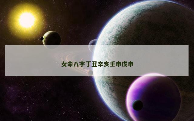 女命八字丁丑辛亥壬申戊申