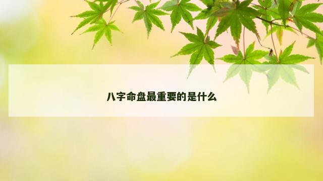 八字命盘最重要的是什么
