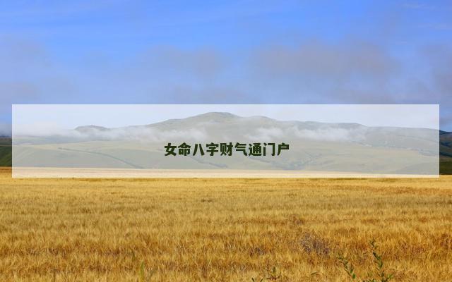 女命八字财气通门户