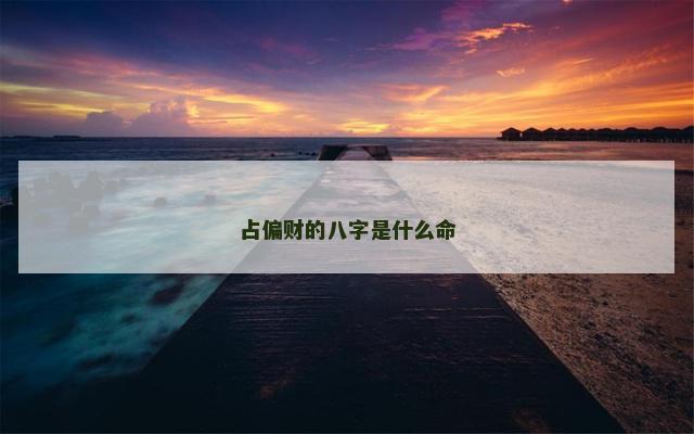 占偏财的八字是什么命
