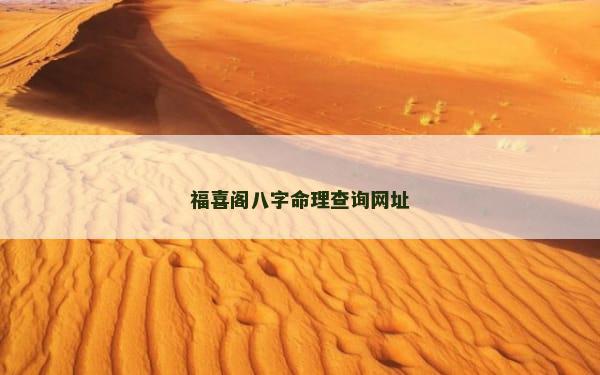 福喜阁八字命理查询网址