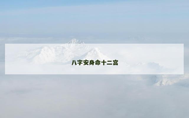 八字安身命十二宫