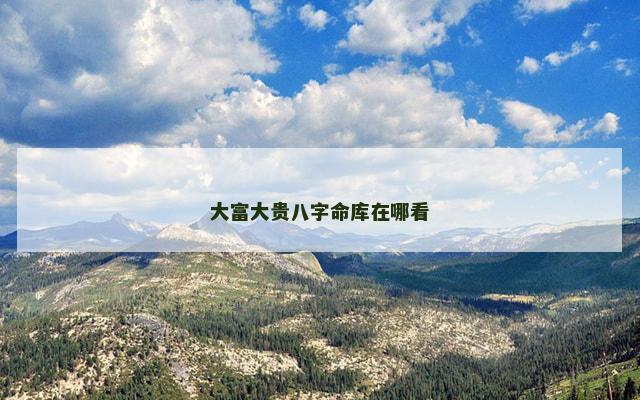 大富大贵八字命库在哪看