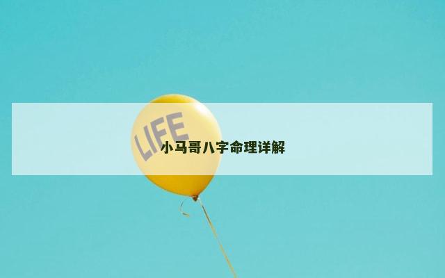 小马哥八字命理详解