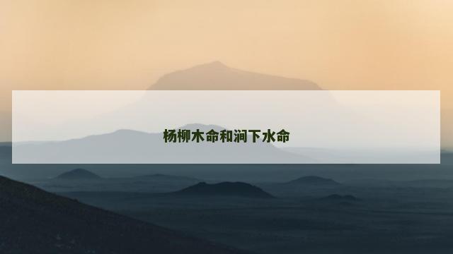 杨柳木命和涧下水命